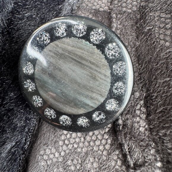 ADELAQUEEN Metallic Jacquard Coat XS Black Reversible Brocade Faux Fur Trim NWOT - Picture 9 of 15